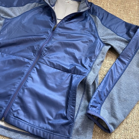 Rhone Mens Windbreaker Tech Terry Full Zip Jacket Tasman Blue Size Medium - Picture 6 of 9